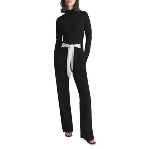 Reiss Ada Bow Back Jumpsuit in Black Women's Size 12 in New With Tags Condition - Picture 1 of 10